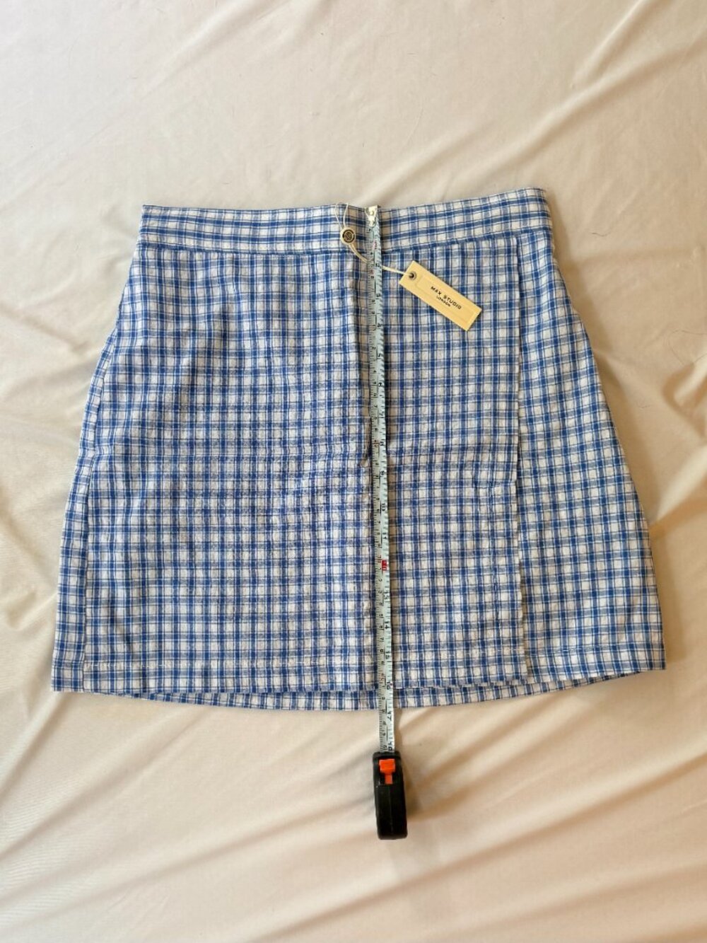 Max Studio London Blue Plaid Mini Skirt Size Small NWT - Picture 3 of 4